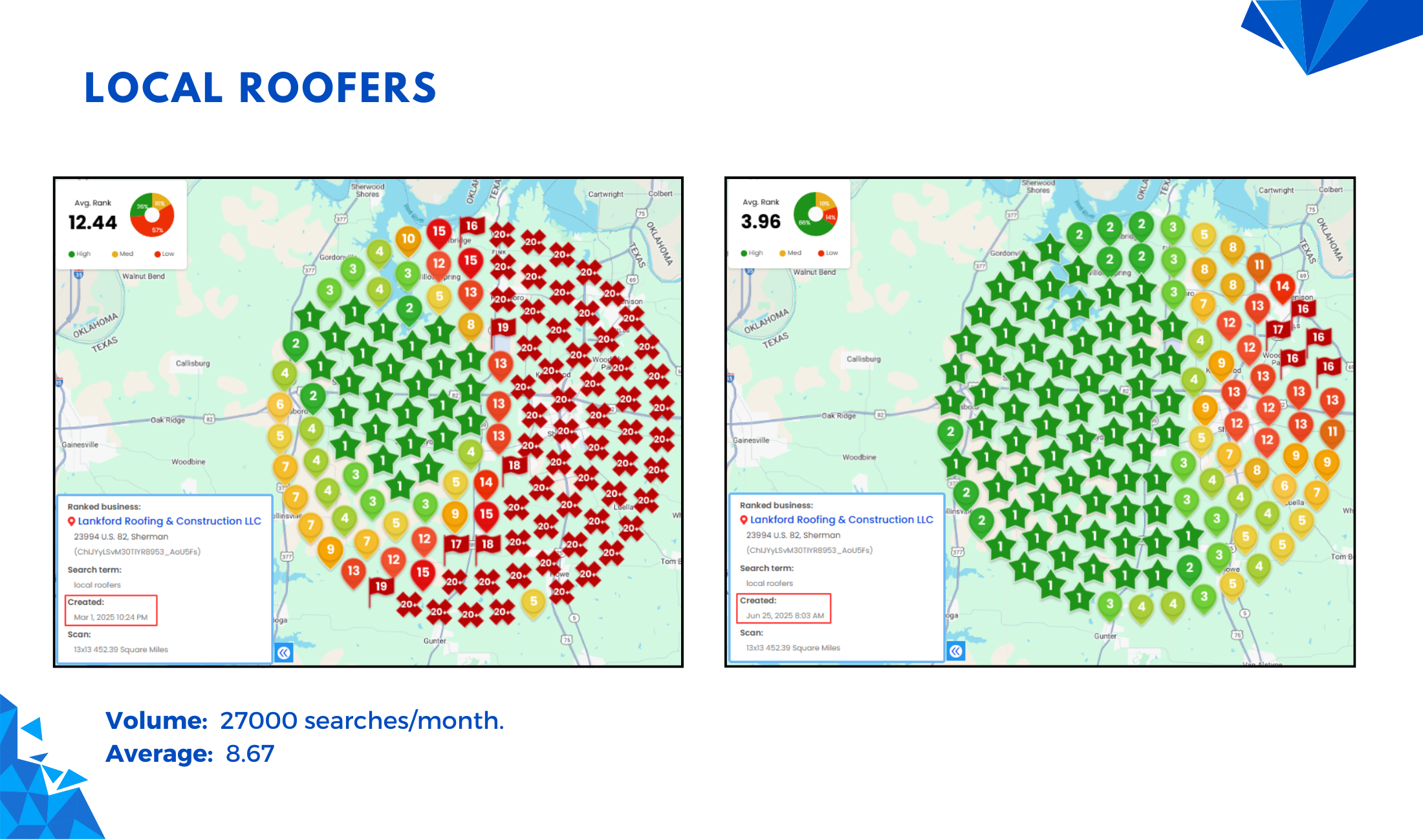 Lankford Roofing Google Maps heatmap after